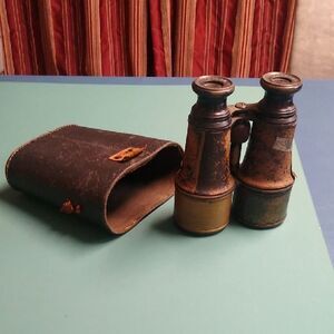 Vintage Leather Case Binoculars Cottagecore Country Outside Bird Watching